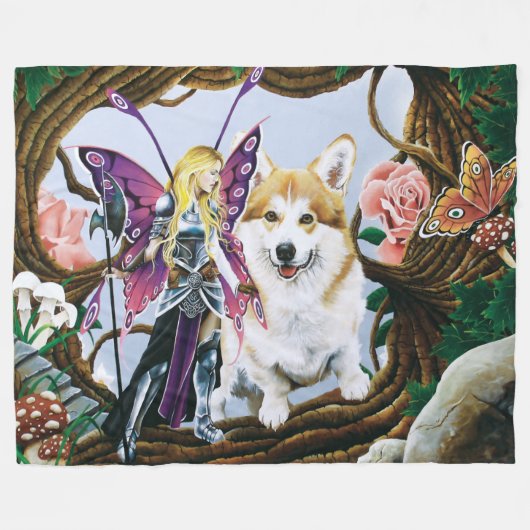 Pembroke Welsh Corgi Fairy Fantasy Fleece Deken (Voorkant (Horizontaal))