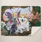 Pembroke Welsh Corgi Fairy Fantasy Sherpa Deken (Voorkant (horizontaal))