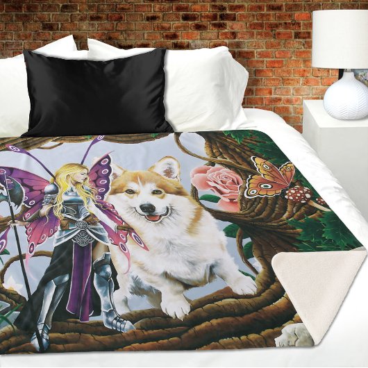 Pembroke Welsh Corgi Fairy Fantasy Sherpa Deken