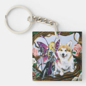 Pembroke Welsh Corgi Fairy Fantasy Sleutelhanger (Voorkant)