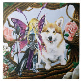 Pembroke Welsh Corgi Fairy Fantasy Tegeltje (Voorkant)