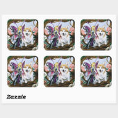 Pembroke Welsh Corgi Fairy Fantasy Vierkante Sticker (Vel)