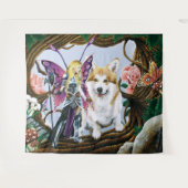 Pembroke Welsh Corgi Fairy Fantasy Wandkleed (Voorkant (horizontaal))