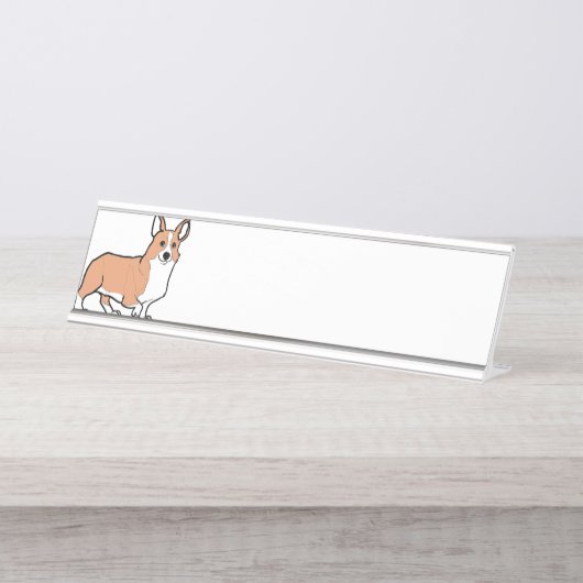pembroke welsh corgi fawn cartoon bureau naambordje (Voorkant)