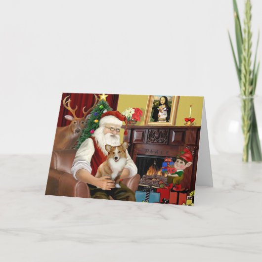 Pembroke Welsh Corgi Feestdagen Kaart (Voorkant)