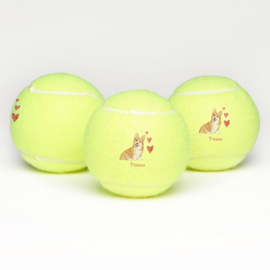 Pembroke Welsh Corgi gepersonaliseerde hond Tennisballen (Multi)