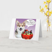 Pembroke Welsh Corgi Halloween Snoep Kaart (Gele Bloem)