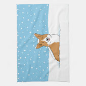 Pembroke Welsh Corgi | Happy Holiday Snow Dog Theedoek (Verticaal)