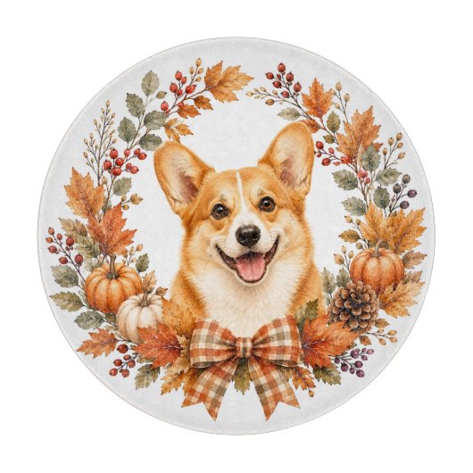 Pembroke Welsh Corgi Herfst Snijplank (Voorkant)