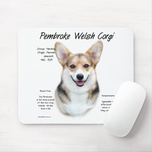 Pembroke Welsh Corgi History Design Muismat (Met muis)