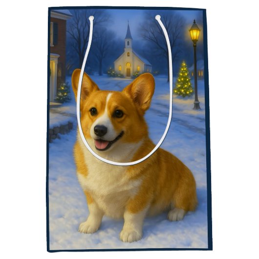 Pembroke Welsh Corgi Holiday  Medium Cadeauzakje (Voorkant)