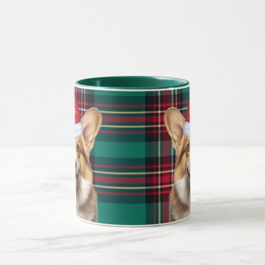 Pembroke Welsh Corgi Holiday Plaid Christmas Mok (Midden)