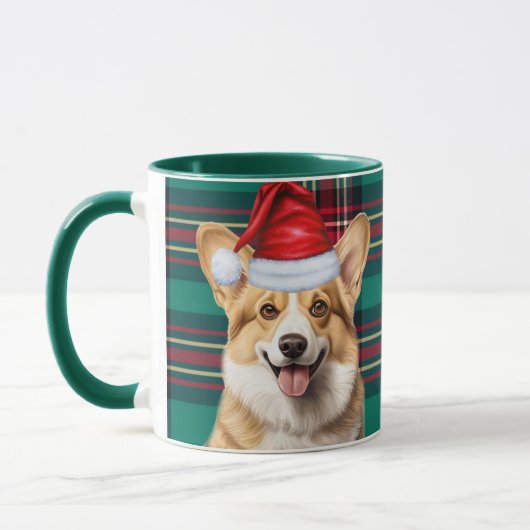 Pembroke Welsh Corgi Holiday Plaid Christmas Mok (Links)