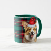 Pembroke Welsh Corgi Holiday Plaid Christmas Mok (Voorkant rechts)