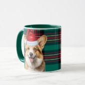 Pembroke Welsh Corgi Holiday Plaid Christmas Mok (Voorkant links)