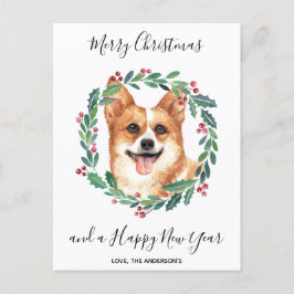 Pembroke Welsh Corgi Hond Elegant Vrolijk Kerstfee Feestdagenkaart
