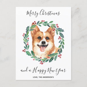 Pembroke Welsh Corgi Hond Elegant Vrolijk Kerstfee Feestdagenkaart