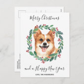 Pembroke Welsh Corgi Hond Elegant Vrolijk Kerstfee Feestdagenkaart (Voorkant / Achterkant)