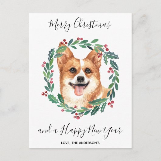 Pembroke Welsh Corgi Hond Elegant Vrolijk Kerstfee Feestdagenkaart (Voorkant)