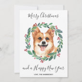 Pembroke Welsh Corgi Hond Elegant Vrolijk Kerstfee Feestdagenkaart (Voorkant)