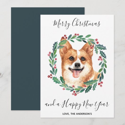 Pembroke Welsh Corgi Hond Elegant Vrolijk Kerstfee Feestdagenkaart (Voorkant / Achterkant)
