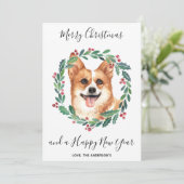 Pembroke Welsh Corgi Hond Elegant Vrolijk Kerstfee Feestdagenkaart (Staand voorkant)