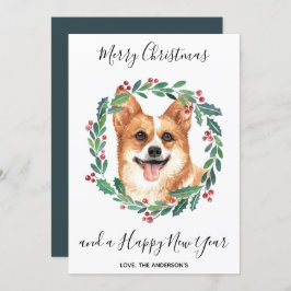 Pembroke Welsh Corgi Hond Elegant Vrolijk Kerstfee Feestdagenkaart