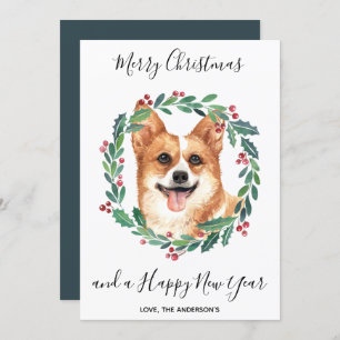 Pembroke Welsh Corgi Hond Elegant Vrolijk Kerstfee Feestdagenkaart