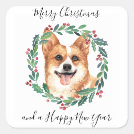 Pembroke Welsh Corgi Hond Elegant Vrolijk Kerstfee Vierkante Sticker
