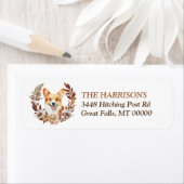 Pembroke Welsh Corgi Hond Herfstkrans Etiket (Insitu)