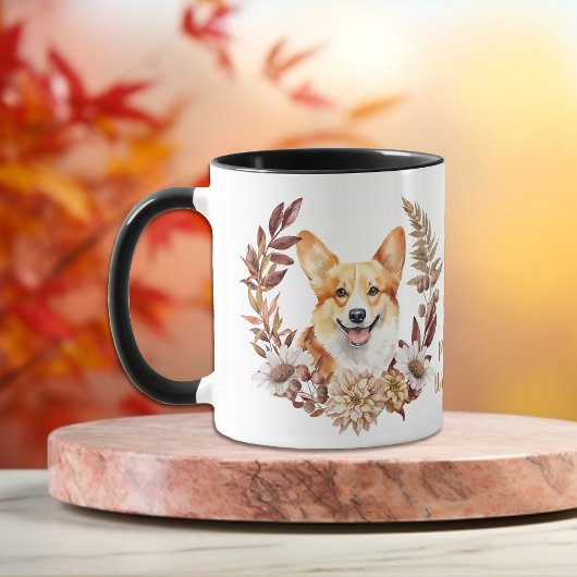Pembroke Welsh Corgi Hond Herfstkrans Mok