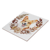 Pembroke Welsh Corgi Hond Herfstkrans Tegeltje (Zijkant)