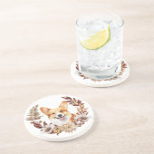 Pembroke Welsh Corgi Hond Herfstkrans Zandsteen Onderzetter (Zijkant)