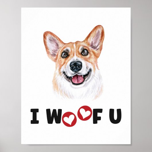 Pembroke Welsh Corgi Hond Ik Woef Je Poster (Voorkant)