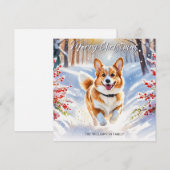 Pembroke Welsh Corgi hond in de sneeuw Kerstmis Feestdagenkaart (Voorkant / Achterkant)
