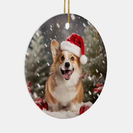 Pembroke Welsh Corgi Hond Kerstaandenken Keramisch Ornament (Rechts)
