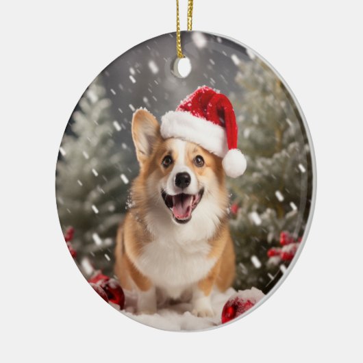 Pembroke Welsh Corgi Hond Kerstaandenken Keramisch Ornament (Links)