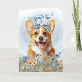 Pembroke Welsh Corgi Hond Moederdag Bloemen Feestdagen Kaart
