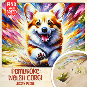 Pembroke Welsh Corgi Hond Portret Acryl Kunst Legpuzzel