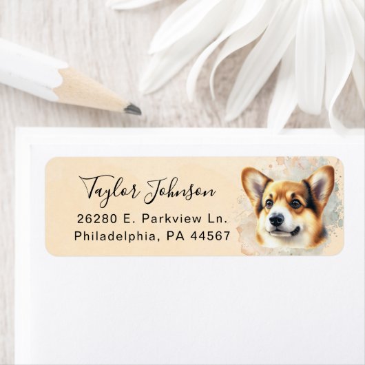 Pembroke Welsh Corgi-hond retouradreslabel Etiket (Insitu)