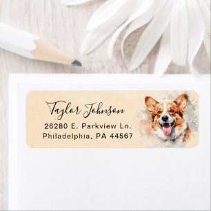 Pembroke Welsh Corgi-hond retouradreslabel Etiket