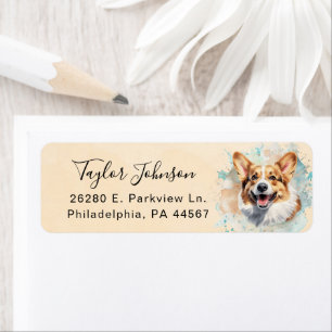 Pembroke Welsh Corgi-hond retouradreslabel Etiket