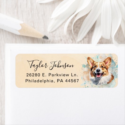 Pembroke Welsh Corgi-hond retouradreslabel Etiket (Insitu)