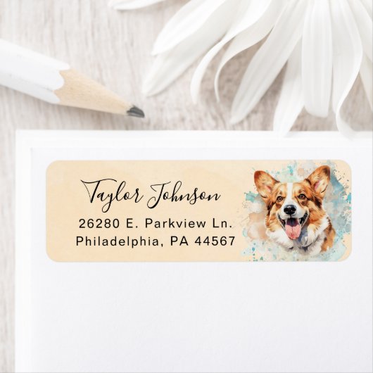 Pembroke Welsh Corgi-hond retouradreslabel Etiket (Insitu)