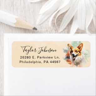 Pembroke Welsh Corgi-hond retouradreslabel Etiket