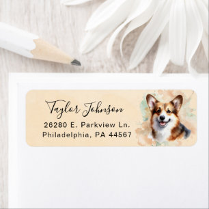 Pembroke Welsh Corgi-hond retouradreslabel Etiket