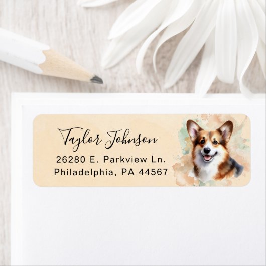 Pembroke Welsh Corgi-hond retouradreslabel Etiket (Insitu)