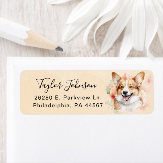 Pembroke Welsh Corgi-hond retouradreslabel Etiket (Insitu)