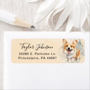 Pembroke Welsh Corgi-hond retouradreslabel Etiket