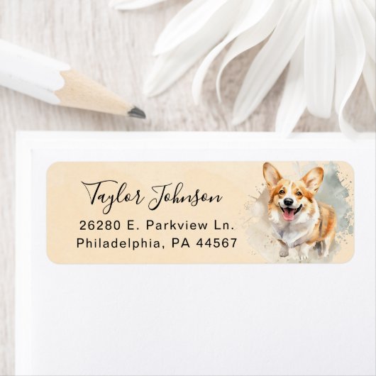 Pembroke Welsh Corgi-hond retouradreslabel Etiket (Insitu)